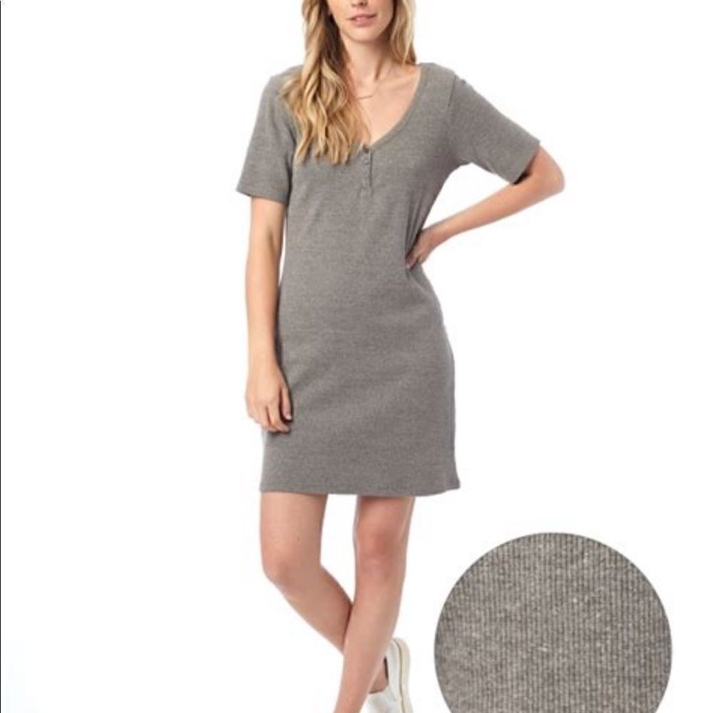 Alternative Apparel VNeck Henley Vintage Rib Dress